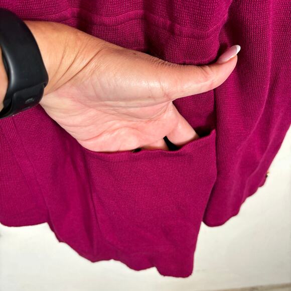 Talbots Cardigan Womens Size XL Burgundy Knitted Button Sleeve Open Front Comfy - Picture 4 of 10